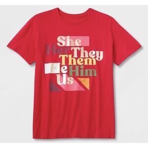 2022 Target Take Pride T Shirt Size Medium LGBTQ+ Pronoun Equality Red NEW